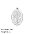Vintage-Anhänger aus Edelstahl, oval, Jungfrau Maria, für DIY-Halsketten, 23,5x15 mm - Nur Anhänger (ohne Kette) (Stil 5) / Stahlfarben