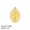 Goldener ovaler religiöser Anhänger aus Edelstahl mit Madonnen-Gravur für DIY-Schmuck - Nur Anhänger (ohne Kette) (Stil 5) / Gold