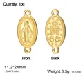 Vergoldeter Edelstahl-Anhänger Wunderbare Medaille für DIY-Halsketten, oval, 11,2x24mm - Nur Anhänger (ohne Kette) (Stil 4) / Gold