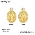 Goldener ovaler Jungfrau Maria Anhänger aus Edelstahl für DIY-Schmuckherstellung 18x11mm - Nur Anhänger (ohne Kette) (Stil 3) / Gold