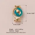 Detailed blue and gold earth globe pendant charm made of copper for DIY jewelry making - Globe Pendant (3)