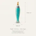Exquisito colgante de pez en esmalte turquesa con ojo azul en cobre chapado en oro de 14k - Pez Pequeño Azul y Verde