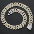 Luxury 22mm two-tone gold and silver iced out Cuban link chain necklace for bold hip hop style - 9inch Bracelet (Approx 23cm) / Gold & Platinum (22mm Width)