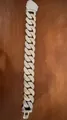 22mm multi-color iced out Cuban link chain necklace for men hip hop style accessory - 9inch Bracelet (Approx 23cm) / Three-Tone (22mm Width)