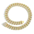 High-quality 22mm gold-plated iced out mens Cuban link chain necklace with full zircon stones - 9inch Bracelet (Approx 23cm) / Gold (Width 18mm)