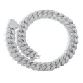 Luxury 22mm iced out silver Cuban link chain necklace for men's hip hop jewelry style - Silver (18mm Width)