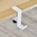 Portable white adjustable metal clamp hook for school bags on desk side without drilling - Top Bar Single Hook Style / White