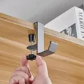 Adjustable matte grey desk bag hook with metal C-clamp for student school bags - Top Bar Single Hook Style / Gray