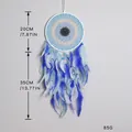 Atrapasueños de ojo azul y blanco hecho a mano con plumas y cuentas decorativas de pared - MS9229 Degradado Azul y Blanco / Anillo 20cm
