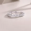 Elegant S925 silver ring with alternating round and square moissanite stones - US Size 5 / Wavy Geometric Style (R13428)