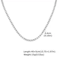 Élégant collier tennis en acier inoxydable argenté avec zircone 4mm, longueur de 40+5cm - Collier / 4mm / Argent