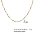 Collier tennis en acier inoxydable doré avec zircons ronds de 4 mm pour femmes - Collier / 4mm / Or