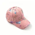 Vista dettagliata del berretto rosa con farfalle iridescenti e stampa dorata GIRL - Taglia Adulto (58cm regolabile) / Rosa