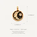 Vue détaillée d'un pendentif lune et étoile en cuivre doré avec zircon - Pendentif rond soleil et lune uniquement (Sans chaîne)