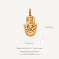Pendentif haut de gamme œil main de Hamsa en cuivre doré avec perle centrale pour DIY - Pendentif main de Fatma avec perle artificielle uniquement (Sans chaîne)