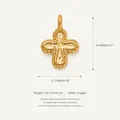 Pendentif croix en cuivre martelé vintage avec finition dorée pour création bijoux - Pendentif croix à motifs uniquement (Sans chaîne)