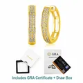 Pendientes de aro en plata con moissanita, certificado GRA y caja - Con Certificado GRA y Caja de Cajón / Dorado(E13354)