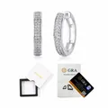 Pendientes de aro de plata 925 con moissanita, certificado GRA y caja de regalo - Con Certificado GRA y Caja de Cajón / Plata (E13373)