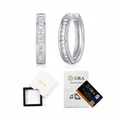 Pendientes de aro en plata de ley S925 con brillantes moissanitas de corte baguette - Con Certificado GRA y Caja de Cajón / Plateado(E13354)
