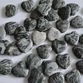 2cm heart-shaped natural zebra jasper stones with grey and black polished finish - Map Stone