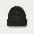 Gorro de punto gris oscuro 100% lana con textura de canalé grueso para invierno - 23x23cm / Gris Carbón