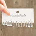 Parure de boucles d'oreilles géométriques argentées aux motifs anneaux minimalistes - Set de 6 Paires Argent Minimaliste Vintage Géométrique Créoles (5652302HB) / Argent