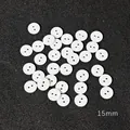 Bulk pack of 15mm white resin 2-hole round buttons for DIY sewing crafts and decorations - White Bread Button / 24L (Diameter 15mmxThickness 2mm) 50 Pieces/Pack
