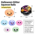 Juguete antiestrés squishy con cuentas de purpurina con diseño de calabaza Halloween - Squishy de bollo con cuentas de purpurina de Halloween (con cesta de vapor impresa)