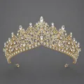 Vintage Gold Strass Tiara Krone für elegante Brauthochzeit oder Party Kopfschmuck - Luxusreben-Stil (TS-J3248G) / Gold