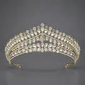 Eleganter goldener Vintage-Diadem mit funkelnden Strasssteinen für festliche Brautbankette - Hof-Vielseitiger Stil (TS-J3256G) / Gold