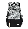 Men's large capacity travel backpack with a stylish black and white comic print design - Comics
