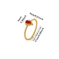 Detail showing the dimensions and inner diameter of the elegant gold red stone ring - Waterdrop Red Gemstone Style (JZ10347G-2-T)