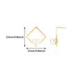 Elegantes pendientes geométricos de perlas bañados en oro de acero con medidas 22mm - Estilo de Perla de Rombo Geométrico (G125980)
