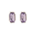 Boucles d'oreilles élégantes en pierres précieuses violettes rectangulaires avec cadre - Boucles d'oreilles Puces en Pierre Rectangulaire (04161) / Violet