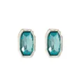 Élégantes boucles d'oreilles minimalistes en cristal bleu rectangulaire argenté - Boucles d'oreilles Puces en Pierre Rectangulaire (04161) / Bleu