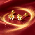 Premium golden titanium steel daisy flower stud earrings with elegant white enamel petals - Gold Daisy (Single)