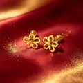 Elegant minimalist gold-tone hollow flower stud earrings made of durable titanium steel - Gold Hollow Flower Screw Ball (Single)