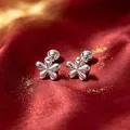Elegant 3D silver flower stud earrings for women crafted from durable titanium steel - Silver 3D Flower Screw Ball (Single)