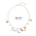 Detail view of gold stainless steel charm necklace with measurements and weight. - 46+5cm