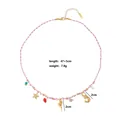 Detail view of woven necklace showing dimensions of sea charms like starfish and shell. - Braided Rope Starfish Conch Shrimp Red Coral Style (Style 4) / 47+5cm / Gold