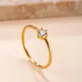Elegant six-prong solitaire ring in 18k gold plated stainless steel for women. - Size 6 / Six-Prong Round (Inner Outer Round) / Gold