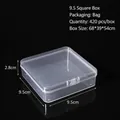Clear plastic square organizer box with dimensions 9.5x9.5x2.8cm for small items - 9.5 Square Box (9.5*9.5*2.8cm) / Clear
