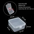 Clear square plastic jewelry storage box 9.5cm mini transparent organizer case for earplugs - 4595 Square Box (9.5*9.5*4.5cm) / Clear