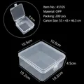 Transparent square plastic storage box for jewelry with 10.5x10.2x4.5cm external dimensions - 45105 Square Box (10.5*10.5*4.5cm) / Clear