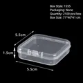 Small transparent square plastic storage box for jewelry and earplugs 5.5x5.5x1.5cm - 1555 Rectangular Box (5.5*4*1.5cm) / Clear
