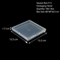 Clear square plastic jewelry and small parts storage box, dimensions 15.5x15.5x1.7cm - F13 Type Square Box (15.5*15.5*1.8cm)