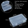 Small transparent rectangular plastic storage box with dimension markings for jewelry - Small 1842 Box (18.5*12.5*4.2cm) / Clear