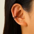Minimalistischer schwarzer U-förmiger Ohrklemme mit poliertem Finish für Punk-Stil - Einfacher U-Form-Stil (6496)