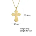 Gold-plated stainless steel cross necklace for men with 33.5mm x 25mm pendant - Fine Cable Chain Style / Gold