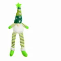 Grüner gestrickter Weihnachtszwerg mit leuchtendem Stern und gestreiften Beinen - Leuchtender Gnom - Lange Beine Grün